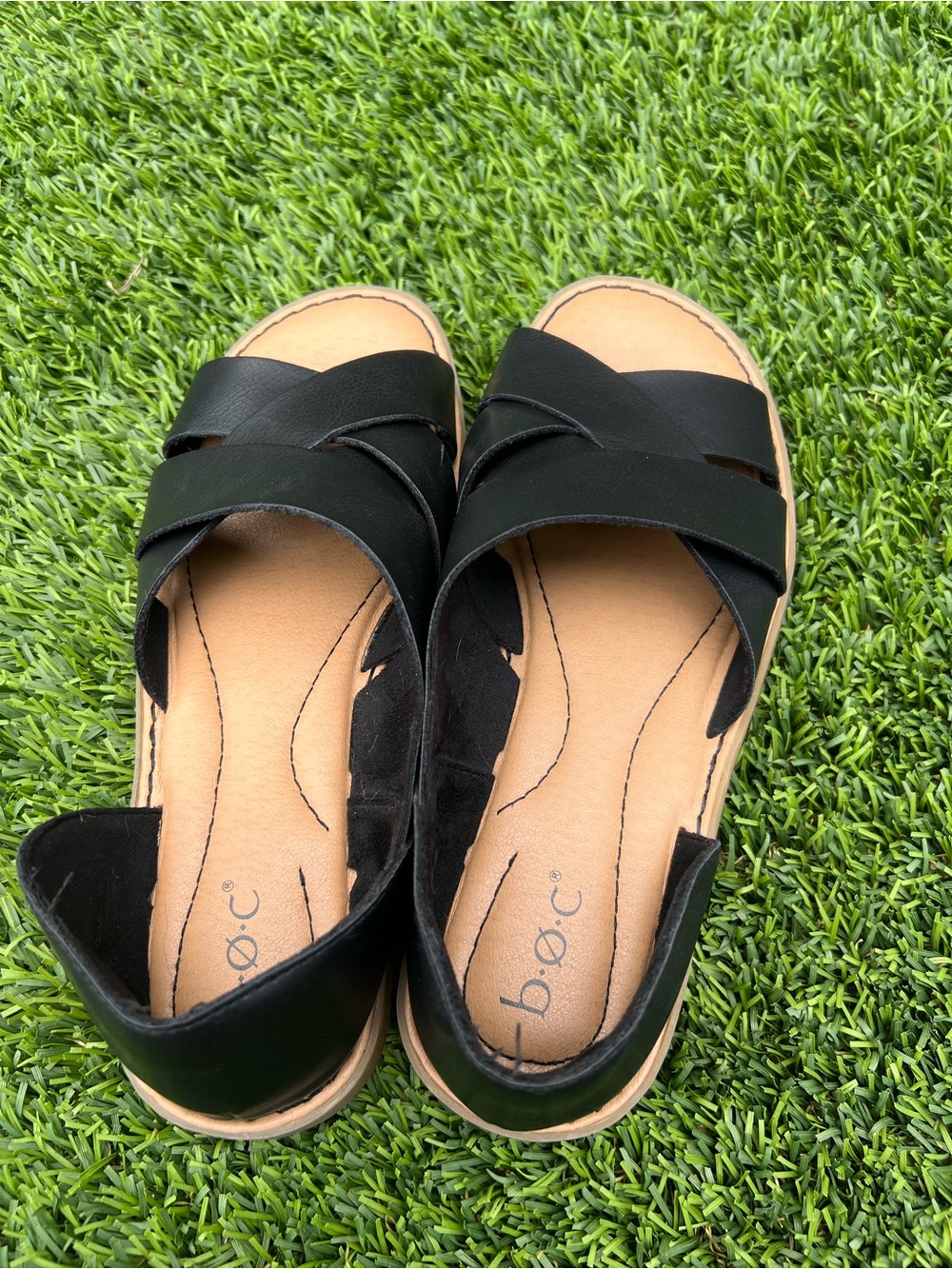 Woman’s b.o.c. Black Cross-Strap Slide Sandals